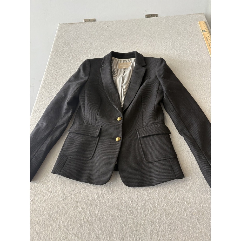 Banana Republic Blazer Womens 2 Black Wool Blend Two Button Hacking Jacket